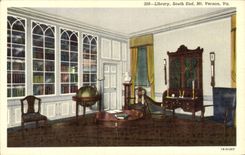 VINTAGE POSTCARD Library Souh End MT Vernon Goes Washington