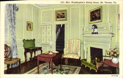 VINTAGE POSTCARD Mrs Washington' S Sitting Room MT Vernon Goes Washington