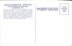 VINTAGE POSTCARD Jefferson Hotel Franklin Street Richmond Goes