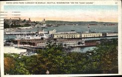 VINTAGE POSTCARD Smith Cove Piers Seattle Washington One The Puget Sound