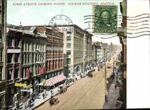 VINTAGE POSTCARD First Avenue Looking North Colman Seattle Building