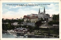 CPA Georgetown University On Hill Top With Washington Canoe Club On Potomac River At Aqueduct Bridge Washington D C