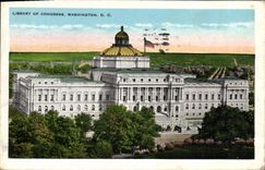 VINTAGE POSTCARD Library Off Congress Washington D C Library