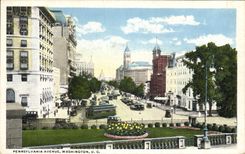 VINTAGE POSTCARD Pennsylvania Avenue Washington D C Tram