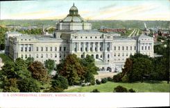 VINTAGE POSTCARD U.S. Congressional Library Washington D C Library