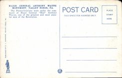 El valle del monumento de general importante Anthony Wayne de la POSTAL de la VENDIMIA forja el PA