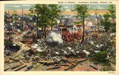 VINTAGE POSTCARD Battle Off Atlanta Cyclorama Building Atlanta Ga Militaria