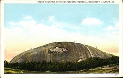 VINTAGE POSTCARD Stone Mountain With Confederate Memorial Monument Atlanta Ga