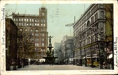 VINTAGE POSTCARD Fountain Public garden Cincinnati O