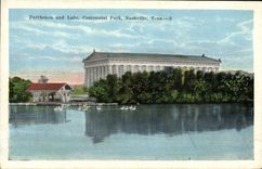VINTAGE POSTCARD Parthenon And Lake Centennial Park Nashville Tenn
