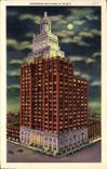 VINTAGE POSTCARD Esperson Building At Night Sunken garden and Warwick Hotel