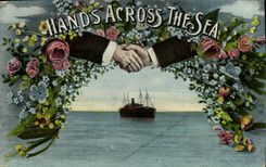 VINTAGE POSTCARD Hands Across The Sea Boat