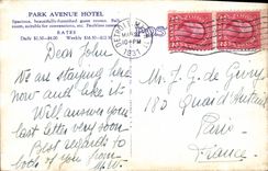 VINTAGE POSTCARD Park Avenue Hotel