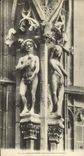 VINTAGE POSTCARD Rouen Large size the Cathedral Statues Adam and Eve with the tower of Butter 15 * 28 cm