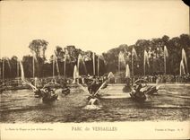 VINTAGE POSTCARD Versailles Large size the basin of the Dragon one day of large water 28 * 21 cm