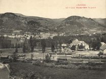 VINTAGE POSTCARD Large size Auvergne Cantal Vic on Cere View 28 * 23 cm