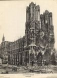 VINTAGE POSTCARD Large size the Cathedral Of Rheims After the fire 23.5 * 29.5 cm