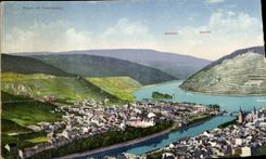 VINTAGE POSTCARD Large size doubles Bingen MIT Naheinundung 44.5 * 13 cm