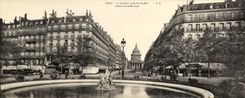 VINTAGE POSTCARD Paris Large size the Pantheon and the Street Soufflot 28.5 * 11 cm