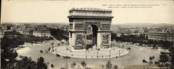 VINTAGE POSTCARD Paris Large size Places Etoile Arc de Triomphe and from the unknown soldier 28.5 * 11 cm fall it