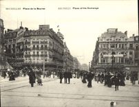 VINTAGE POSTCARD Brussels Large size Places Stock Exchange 18 * 14 cm