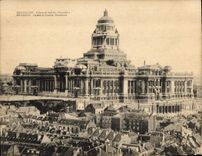 Panorama de gran tamaño 18 * 14 cm de las cortes de ley de Bruselas de la POSTAL de la VENDIMIA