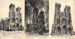 VINTAGE POSTCARD Rheims Large size the Great War the Militaria cathedral 27 * 14 cm