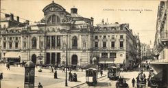 CPA Grand Format Angers Place du Ralliement Le Theatre Tramways 27.5 * 14 cm