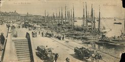 VINTAGE POSTCARD Large size Bordeaux Quay of the Port St Jean Coach Horse 28 * 14 cm