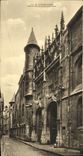 VINTAGE POSTCARD Large size Rouen Cathedral Entered of the court of the booksellers street St Romain Bookstore 14 * 28 cm