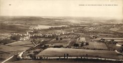 VINTAGE POSTCARD Large size Panorama of Saint Father under Vezelay Seen from of Vezelay 28 * 14 cm
