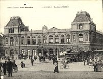 CPA Grand Format Bruxelles Gare du Nord Tramway 18 * 14 cm