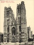 Iglesia de gran tamaño co de Bruselas de la POSTAL de la VENDIMIA. Gudulia 18 * 14 cm