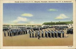 VINTAGE POSTCARD Parade Ground NR HAS T T C Memphis Tennessee Recreation Hall C In Militaria Background
