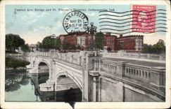 VINTAGE POSTCARD Capitol Ave Bridge And St Vincent' S Hospital Indidnapolis Ind