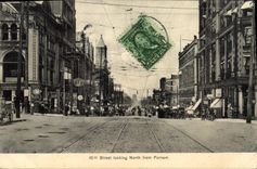 VINTAGE POSTCARD Street Looking North From Farnam