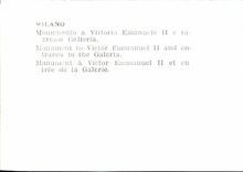 MODERN CARD Milano Monumento has Vittorio Emnanuele II E lagresso Galleria