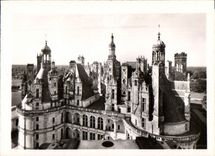 MODERN CARD the Castle of Chambord Overall picture of the roofs and the terraces