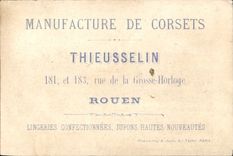 Chromo Paris Tour Jacques Nouveaux Theatres Manufacture de corset Thieusselin Rue de la Grosse Horloge Roune