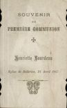 Fantaisie Souvenir de premiere communiante Henriette Bourdeau 21 avril 1907 Bellerive