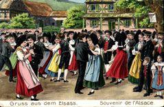 CPA Gruss aus dem Elsass Souvenir de l'Alsace Folklore