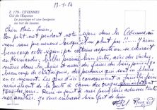 MODERN CARD the Cevennes Collar of Espinas landscape and a sheep-fold with the roof of Roofing stones