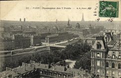 VINTAGE POSTCARD Paris Panorama Of the 7 Bridges