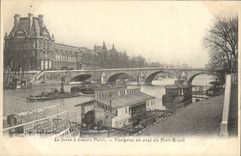 VINTAGE POSTCARD the Seine Through Paris Seen from Downstream from the Royal Bridge Boats Landing stage of the tourists