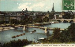 VINTAGE POSTCARD Paris Panorama On the Seine Taken Of the Bridge Of Arts Eiffel Tower
