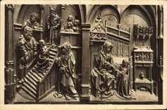 VINTAGE POSTCARD Cathedral of Amiens Stalls Of the Chorus Staircase Education of Marie Presentation of Marie to the temple