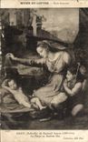 VINTAGE POSTCARD Museum of Louvre Roman School Santi Raphael Sanzio the blue virgin with the diadem
