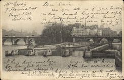 VINTAGE POSTCARD the Seine through Paris the lock of the Currency with the ISCED