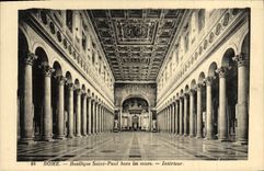 Basílica de Roma San Pablo de la POSTAL de la VENDIMIA hacia fuera las paredes interiores