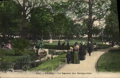 VINTAGE POSTCARD Paris the Public garden Of Batignolles